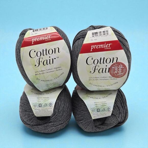 4 Skeins Premier Yarns Cotton Fair Cotton Acrylic Blend Slate Grey 27-13 (Fine) - Picture 9 of 9